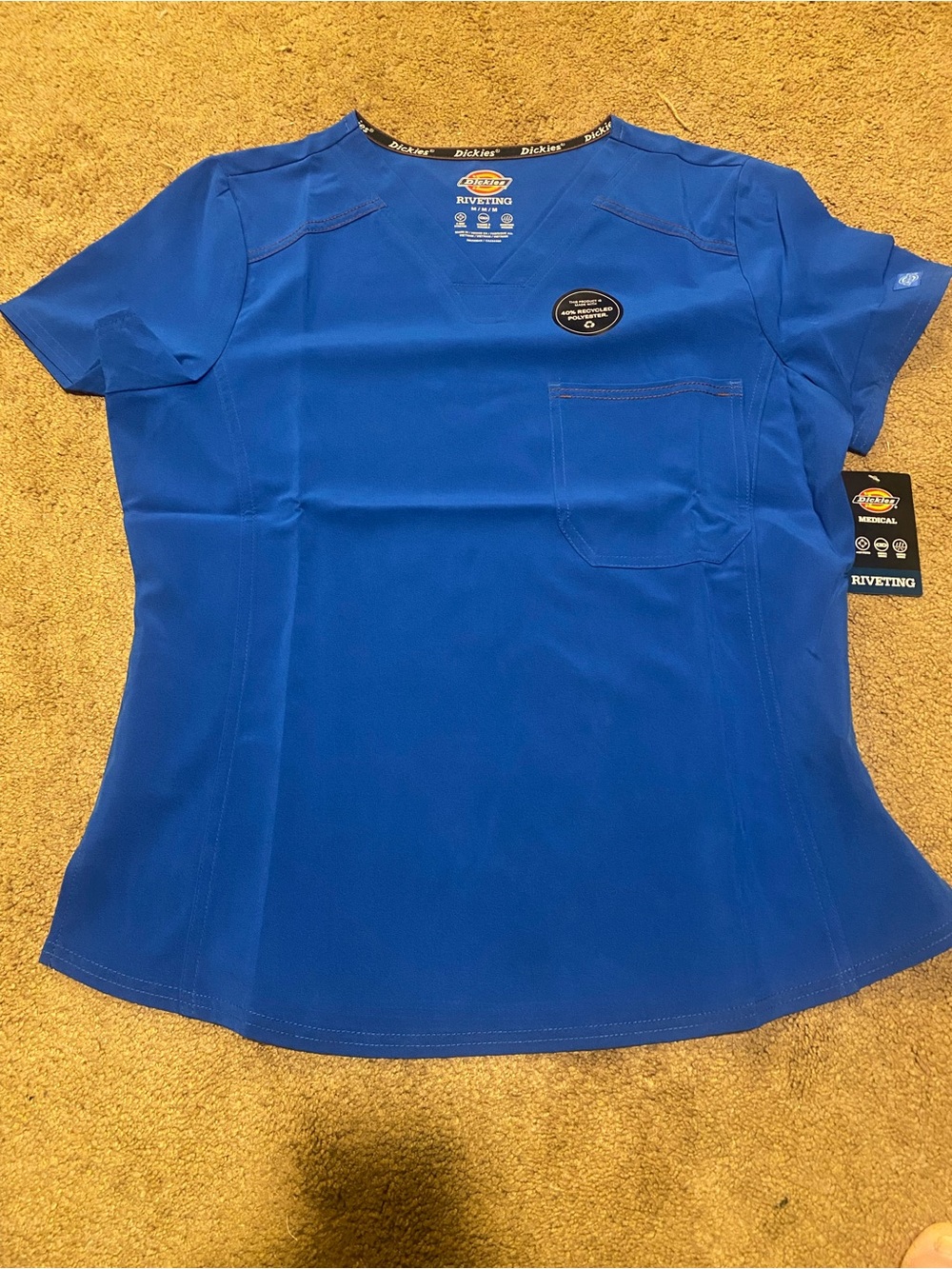 Dickies Blue Short Sleeve Crewneck women’s scrubs top